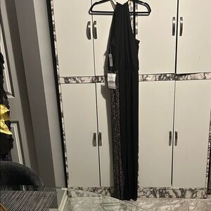 MSK Black/Gold Glitter Wide Leg Jumpsuit